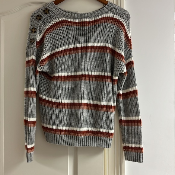 Dry Goods Gray and Pink Striped Sweater - Picture 3 of 3